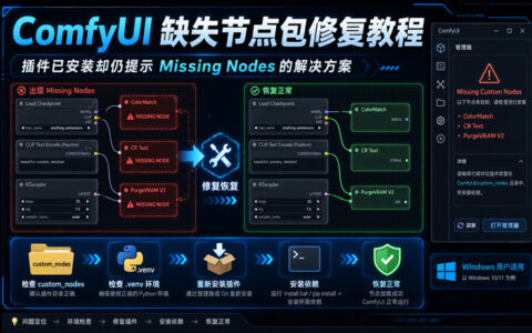 ComfyUI 缺失节点包修复教程：插件已安装但仍提示 Missing Nodes、红色节点、UNKNOWN 的解决方法