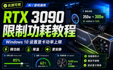 Windows 10 如何给 NVIDIA 显卡设置功率上限？RTX 3090 降功耗、降温与自动应用完整教程