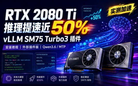 RTX 2080 Ti 本地大模型推理提速近50%：Caovan vLLM SM75 Turbo3 外部插件安装教程（Qwen3.6 / MTP）