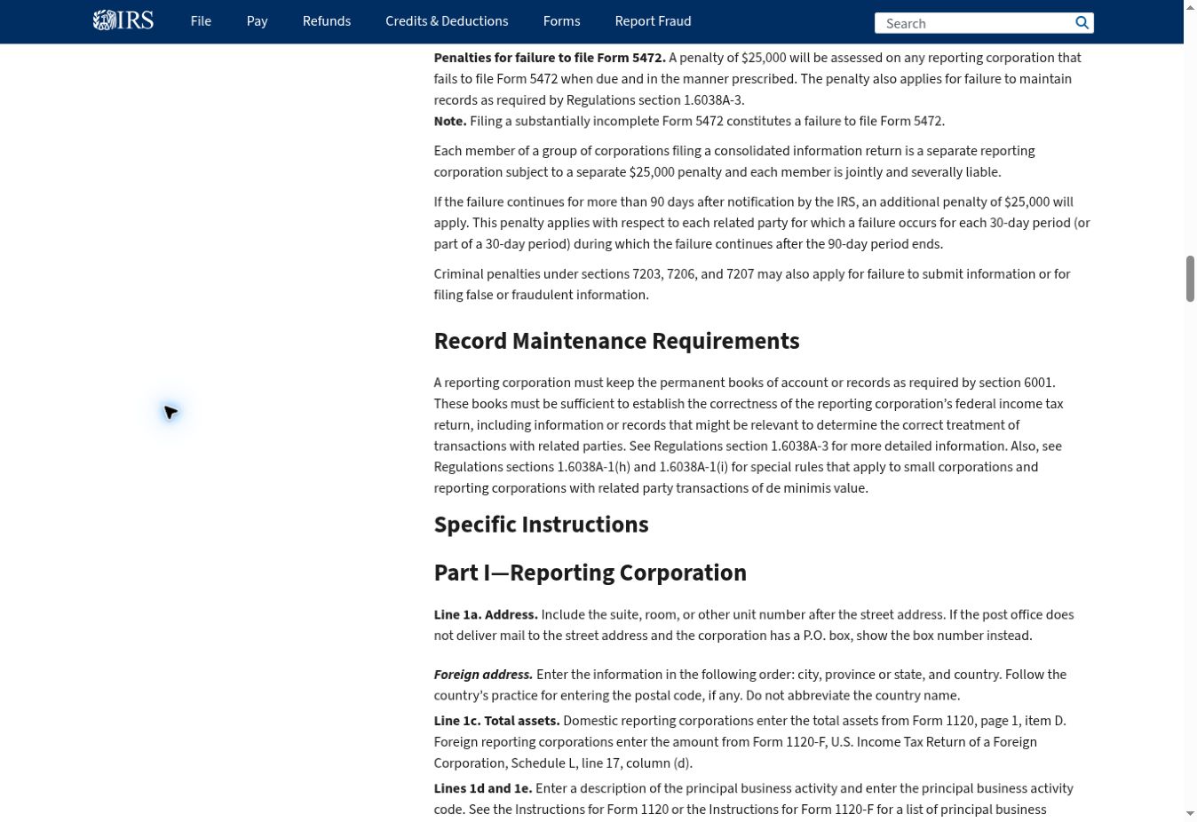 IRS Form 5472 指引显示未按时提交的 25000 美元罚款