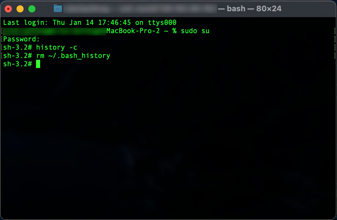Mac终端历史记录 （Linux终端同）如何清除