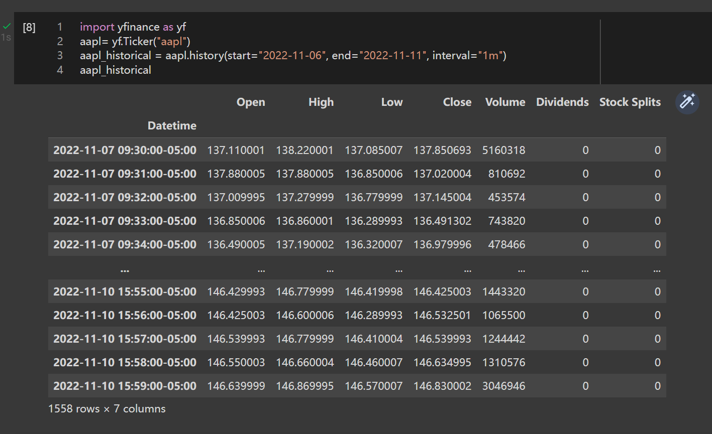 导入yfinance数据| 草凡博客