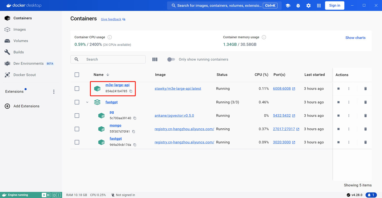 Windows+WSL+Docker Desktop+FastGPT+m3e+oneapi+ChatGLM3部署本地AI知识库